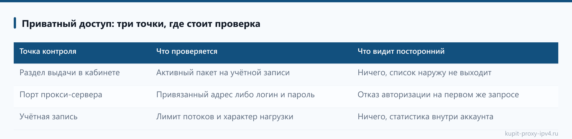 Приватный доступ: три точки, где стоит проверка, страница «Приватные прокси IPv4 и общий пул: в чём разница для работы»